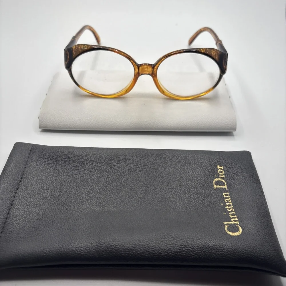 CHRISTIAN DIOR Vtg Oversized Eyeglasses 2019 10 GERMANY Amber Lucite Frame w/bag